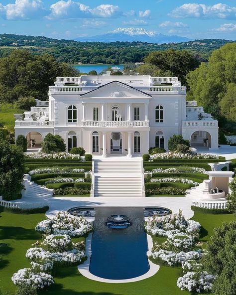 Instagram Switzerland Homes, American House Exterior, Classic Mansion, White Mansion, Future Mansion, Old Money House, Mediterranean Mansion, Castle Building, Mansion Exterior