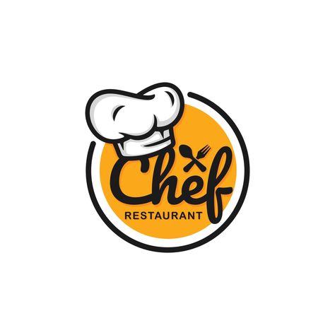 Chef logo design vector illustration. Restaurant logo Chef Logo Design, Resturant Logo, Eco Logo Design, Food Brand Logos, Corel Draw Design, Food Logo Design Inspiration, Cooking Logo, Bold Logo Design, Chef Logo