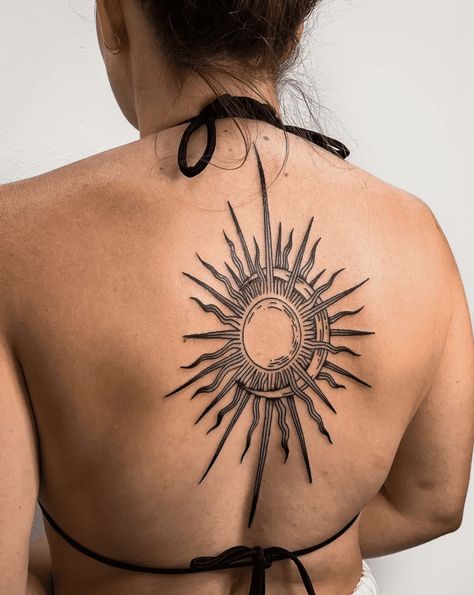 115+ Sun And Moon Tattoo Ideas To Represent The Yin And Yang In Life! Sun Moon And Snake Tattoo, Sun And Moon Shoulder Tattoos For Women, Back Sun And Moon Tattoo, Sun Moon Knee Tattoo, Sun Tattoo Behind The Ear, Moon And Sun Tattoo Ideas, Sun Moon Chest Tattoo, Dragon And Sun Tattoo, Couples Sun And Moon Tattoo