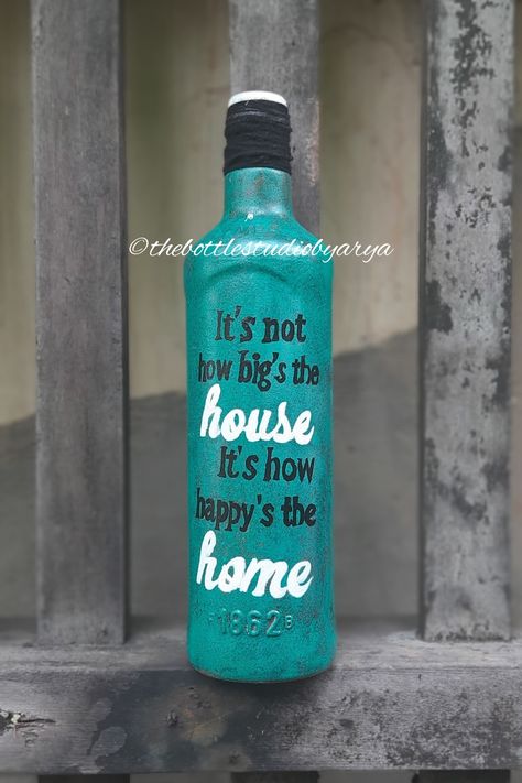 Decor your home with tbis unique bottles.  Hand painted with love. Unique Bottles, Cork Crafts Diy, Square Bottle, Wine Bottle Lamp, Hand Painted Bottles, Bottle Craft, Beautiful Farm, Diy Bottle Crafts, Bottle Lamp