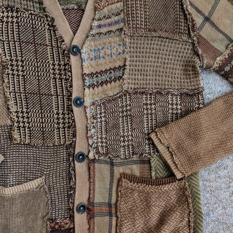 Patchwork Sweaters, Ralph Lauren Patchwork, Tweed Cardigan, Patchwork Clothes, Shabby Chic Clothes, Patchwork Sweater, Patchwork Cardigan, Funky Outfits, Upcycled Fashion