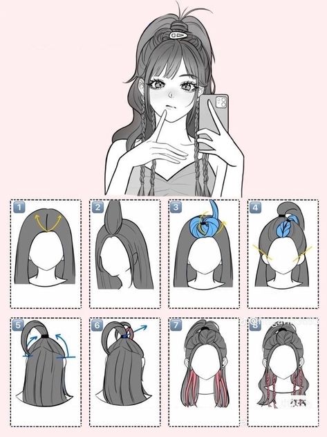 Simple Chinese Hairstyles, Hair Styles Tutorials Easy, Pony Tales Hairstyle, Hair Styles Step By Step Easy, Cute Hairstyles For Wet Hair, Cute Anime Hairstyles, Hair Sculpture, Fast Easy Hairstyles, Cool Hair Designs