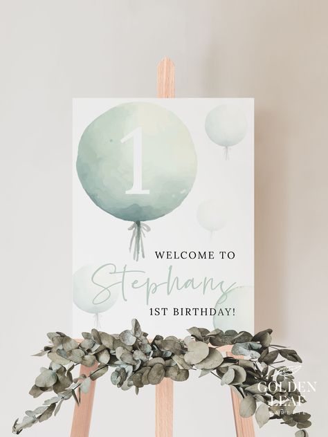 Welcome To First Birthday Sign, First Birthday Welcome Board, First Birthday Welcome Sign Acrylic, Welcome Bday Party Sign, First Birthday Welcome Sign, 1st Birthday Poster, Blue Balloon, Birthday Welcome Sign, Welcome Sign Template