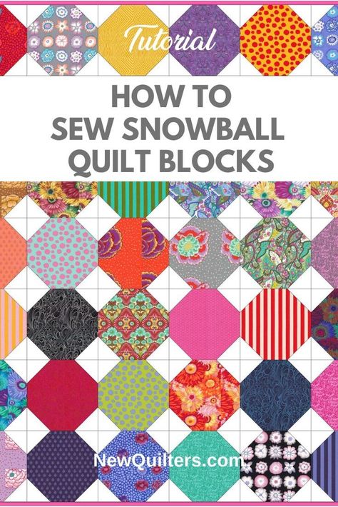 Scrappy Snowball Quilt, Snowball Corners Quilt, Snow Ball Quilt Pattern, Snowball Quilt Block Sizes, Snowball Block Quilts, Snowball Quilts Ideas, Snowball Quilt Pattern, Snowball Quilt Patterns Free, Snowball Quilt Block