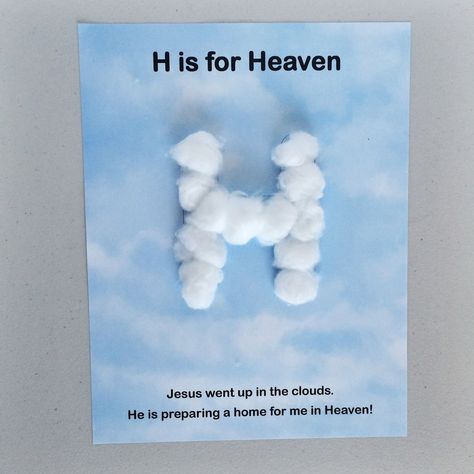 Heaven is a very abstract concept for children to understand.  We don't even fully comprehend it as adults!  However, Jesus does give us som... H Activities, Ascension Craft, Letter H Crafts, Letter H Activities, Toddler Sunday School, Preschool Bible Lessons, Christian Preschool, Bible Story Crafts, Abstract Concept