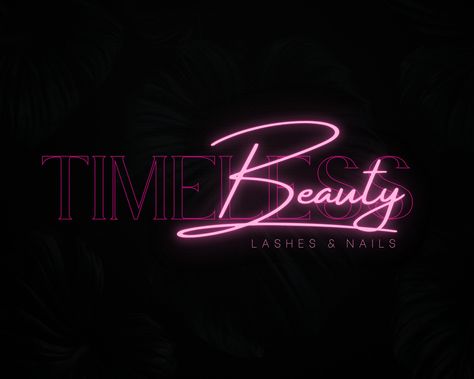 Hair Business Logo Design Ideas, Hair Business Names Ideas, Lash Business Logo, Neon Branding, Lipstick Business, Salon Board, Lash Names, Pink Lashes, Nails Logo