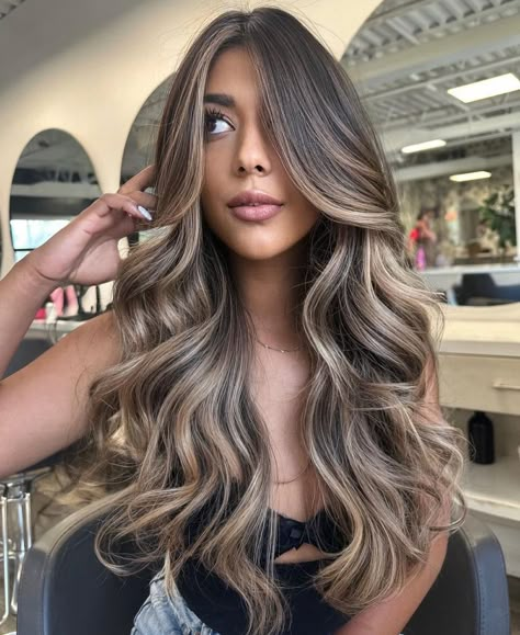 2024 Summer Hair Trends Color, Hair Colors That Make Hazel Eyes Pop, Capuchino Hair Color, Caramel Beige Hair, Soft Brown Hair Balayage, Beige Brunette Balayage, Beige Blonde Hair Balayage, Beige Brown Balayage, Full Highlights Blonde On Brown Hair