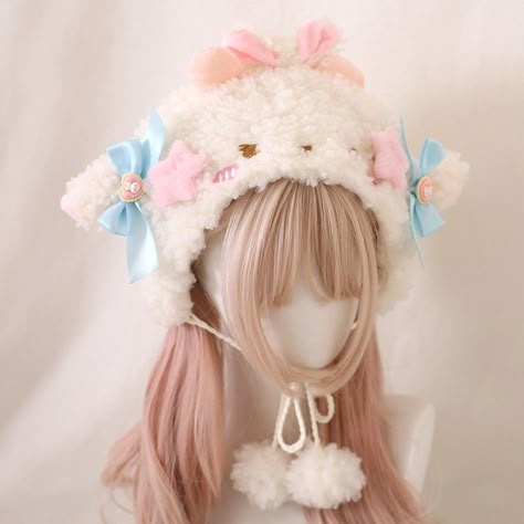 Color: Blue Bow Lamb Ears, Sheep Ears, Kawaii Hat, Kawaii Outfit Ideas, 2000s Japanese Fashion, Tam O' Shanter, Daisy Scouts, Cute Lamb, Cosplay Hair