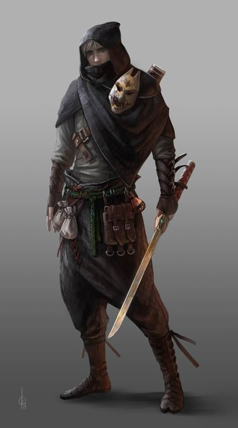 Fantasy Classes, Arte Ninja, Illustration Fantasy, Ninja Art, Heroic Fantasy, Samurai Art, Dungeons And Dragons Characters, Dnd Art, Fantasy Armor