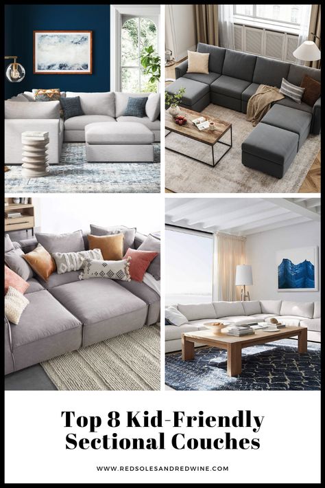 Family Friendly Couch Living Rooms, Performance Fabric Sectional, Family Room Design Kid Friendly, Kid Friendly Home Design, Costco Couch Sectional, Washable Sectional Sofa, Pet Friendly Sectional Sofa, Best Couches For Families With Kids, Playroom Couch Ideas