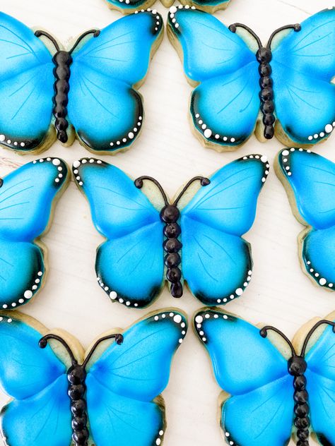 Sugared Up Cookies- Blue Butterflies, butterfly cookies Blue Butterfly Cookies, Holiday Party Treats, Blue Quince, Butterfly Cookies, Spring Cookies, Butterfly Wedding, Butterfly Party, Butterfly Cakes, Sugar Cookie Designs