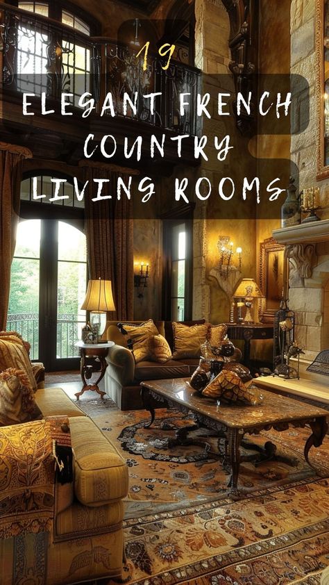 Transform your living space into a chic French country oasis. Click for decorating ideas that blend comfort with sophistication. 🏡🌹🛋️ #ChicLivingRoom #FrenchStyle #CountryDecor #HomeStyling #InteriorDesign Traditional Living Room Furniture French Country, French Inspired Interiors, Country Chic Decorating Ideas, California Living Room Style, French Style Home Living Room, Traditional Decorating Ideas, Country Living Room Decorating Ideas, French Vintage Living Room, Charles Faudree French Country