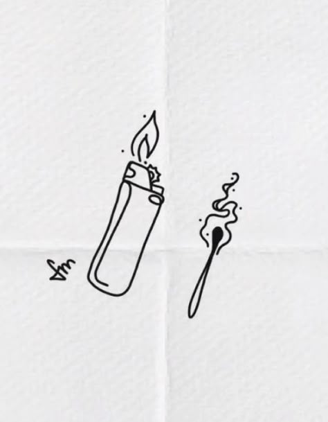 Lighter Tattoo Matching, Twin Flame Lighter Tattoo, Lighter And Match Tattoo, Match And Lighter Tattoo, Tiny Lighter Tattoo, Lit Match Tattoo Simple, Lighter Flame Tattoo, Match Tattoos Fire, Simple Lighter Tattoo