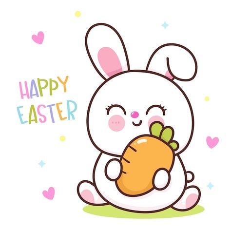 Vector easter bunny holding a carrot wit... | Premium Vector #Freepik #vector #rabbit #cute-rabbit #rabbit-cartoon #bunny Easter Cartoons, School Volunteer, Cupcake Vector, Paper Quilling Earrings, Easter Clipart, About Easter, Bullet Journal Design Ideas, Easter Cookies, Happy Words