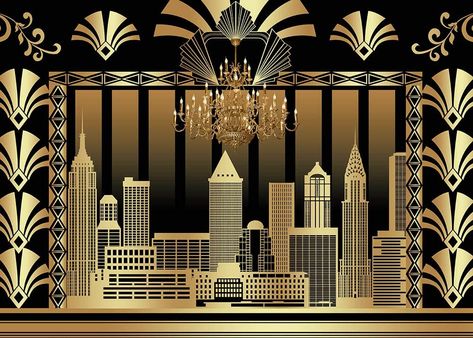 Roaring 20s Backdrop, 1920 Background, Gatsby Background, Vintage Camera Decor, Gatsby Event, Black Gold Art, New Years Eve Party Ideas Decorations, Studio Photography Backdrop, Camera Decor