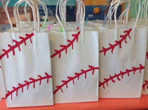 Favor Bags Baseball Treat Bags, Dodgers Birthday Party, Baseball Birthday Party Ideas, Baseball Theme Birthday Party, Baseball Theme Birthday, Baseball Baby Shower Theme, Baseball First Birthday, Birthday Party Ideas For Kids, Baseball Theme Party