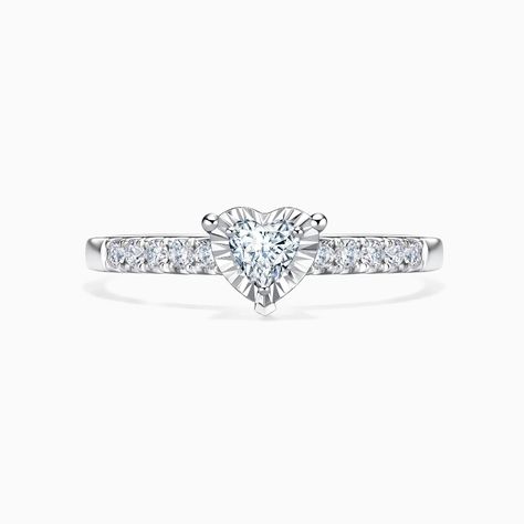 Heart Shaped Diamond Engagement Ring White Gold - Darry Ring Darry Ring, Shaped Engagement Rings, Heart Shaped Diamond Engagement Ring, Heart Shaped Engagement Rings, Heart Engagement, Symmetrical Pattern, Romantic Heart, White Gold Diamond Engagement Ring, Heart Engagement Rings