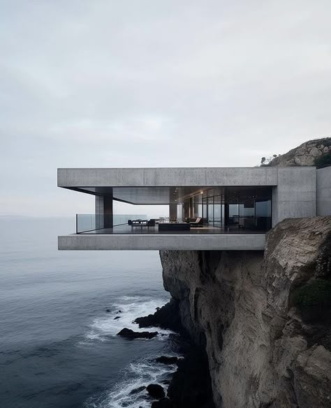 Brutalist House, Brutalism Architecture, Concrete Houses, Cliff House, House Arch Design, Concrete House, Brutalist Architecture, Modern Architecture House, Home Building Design