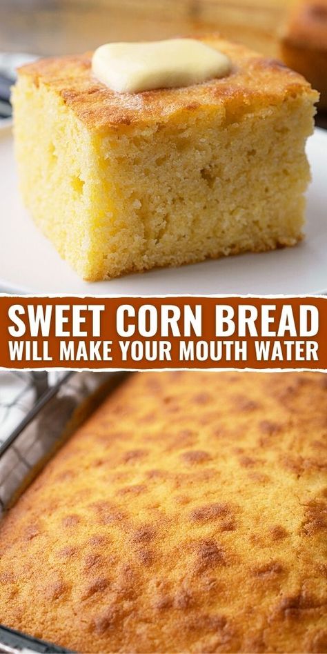 Corn Bread With White Corn Meal, Sweet Cornbread Cake, Best Sweet Cornbread, Pinterest Desserts, Sandwich Meals, Sweet Corn Bread, Sweet Cornbread Recipe, Cornbread Cake, Cornbread Recipe Sweet