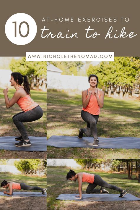 Are you looking to start hiking but don't know where to start? This is your guide to the best 10 at-home full-body workouts to train to hike! They will improve your strength, stamina, and balance to become a better hiker! #hiking #hikingguide #workoutguide #workout #lowerbody #upperbody #abs #hikingexercises #howtotraintohike Hiking Fitness Training, Hiking Workout Training, Workout Outside, Workouts Outside, Hiking Fitness, Hiking Workout, Adventure Inspiration, Hiking Guide, Adventure Guide