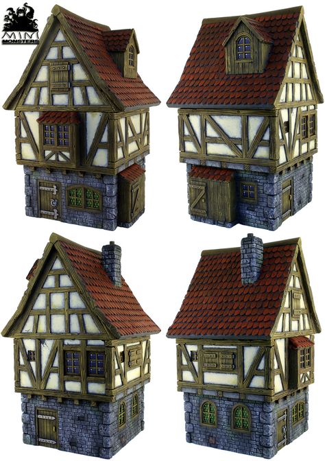 Town House Medieval Homes, Dnd Crafting, Frostgrave Terrain, Fantasy Terrain, Warhammer Terrain, Medieval Village, Medieval Houses, Minecraft House Designs, Wargaming Terrain