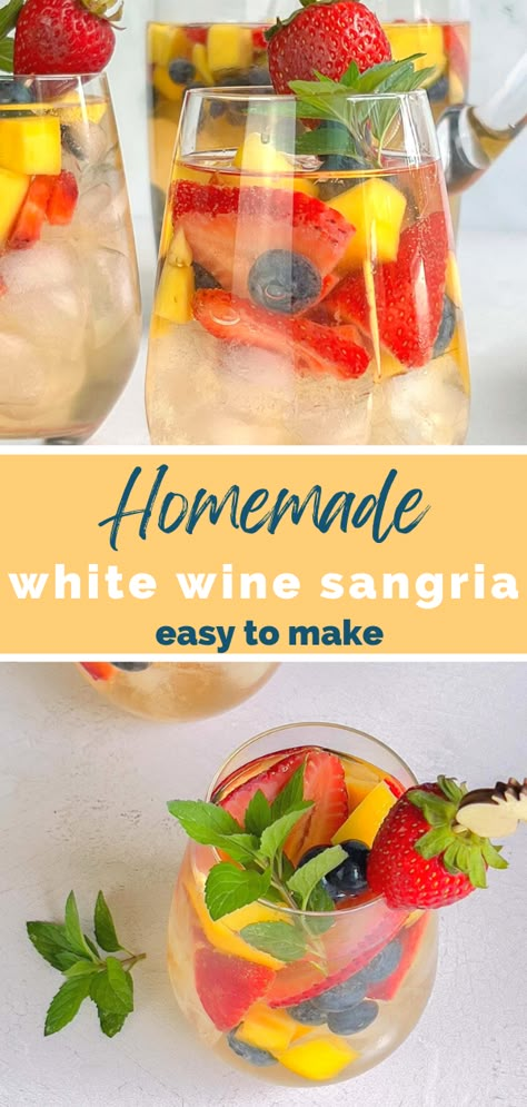 Easy White Sangria, Easy White Sangria Recipe, Smoothie Station, Vodka Sangria, Summertime Sangria, Wine And Fruit, Best Sangria Recipe, Summer Sangria Recipes, White Wine Sangria Recipe