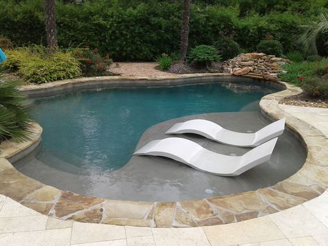 Pool With Tanning Ledge, Pool Inspiration, Ledge Lounger, Living Pool, Dream Backyard Pool, Freeform Pools, Sun Deck, Pools Backyard Inground, Rock Waterfall