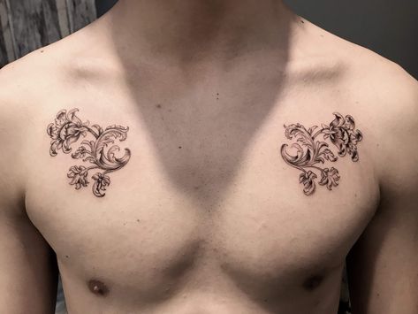 Baroque design #Tattoos Rococo Tattoo Baroque, Baroque Tattoo Design, Baroque Tattoos, Rococo Tattoo, Ornate Tattoo, Baroque Tattoo, Body Tattoo Design, Embroidery Tattoo, Rococo Art