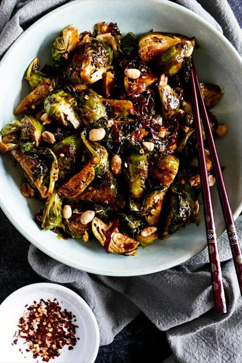 Tempeh Brussel Sprouts, Tofu And Brussel Sprouts, Asian Style Brussel Sprouts, Crispy Spicy Brussel Sprouts, Sesame Brussel Sprouts, General Tso Brussel Sprouts, Asian Inspired Brussel Sprouts, Pf Changs Brussels Sprouts, Crunchy Garlic Chili Oil Uses