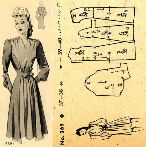 Victorian Dress Pattern, Sewn Clothes, Dress Pattern Free, 1940s Dress Pattern, Wwii Fashion, 1940 Dress, Barbie Sewing Patterns, Retro Sewing Patterns, Pattern Hack