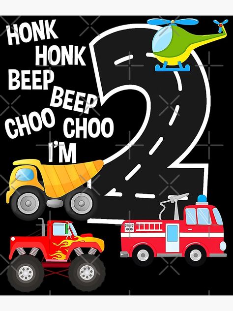 "Trucks 2nd Birthday Party Toddler I'm 2 Year Old Bday" Art Print for Sale by MalloWilli | Redbubble Truck And Car Birthday Party, Birthday Theme For 2 Year Boy, Birthday 2 Year Boy, 2nd Birthday Activities Toddlers, Transportation Party Ideas, 2 Yr Birthday Party Ideas Boy, Trucks 2nd Birthday Party, 2nd Birthday Photo Shoot Ideas For Boys, Two Year Old Birthday Party Boy Themes