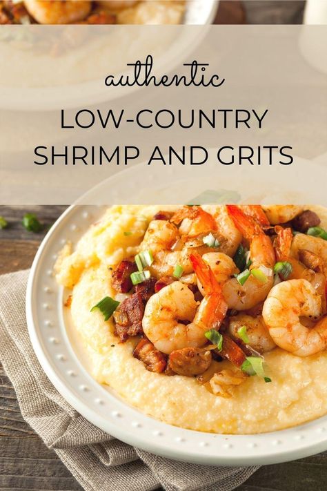 Creamy, cheesy grits topped with shrimp and a savory 'gravy' with country ham and wine. With just a little prep, this dish comes together quickly for a delicious main course meal. Easy Cheese Grits Recipe, Easy Cheese Grits, Best Shrimp And Grits Recipe, Easy Shrimp And Grits, Cheese Grits Recipe, Shrimp Grits Recipe, Grits Recipes, Old Bay Shrimp, Cajun Shrimp And Grits