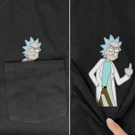 Rick And Morty Funny, Rick And Morty Poster, Finger Tattoo For Women, Pocket T Shirt, Creative T Shirt Design, Rick Y Morty, Shirt Logo Design, Trendy Shirt Designs, Shirt Design Inspiration