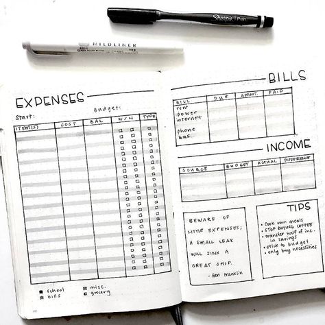 19 Creative Bullet Journal Ideas For Personal Finance - OurMindfulLife.com //Savings tracker/Budget planner/Bill tracker/Debt payoff tracker/Income tracker/no-spend bullet journal/creative bullet journal ideas/finance planning/finance planners/finance organization/money management//bullet journal inspirations/ habit tracker/bullet journal for money/money tracker/college bullet journal/bullet journal tips/bullet journal saving goals/money goals/spending trackers/bullet journal list ideas/ Bullet Journal Expenses, Creative Bullet Journal Ideas, Bullet Journal Savings, Bullet Bullet, Bullet Journal Budget, Bullet Journal Lists, Finance Bullet Journal, How To Bullet Journal, Habit Tracker Bullet Journal