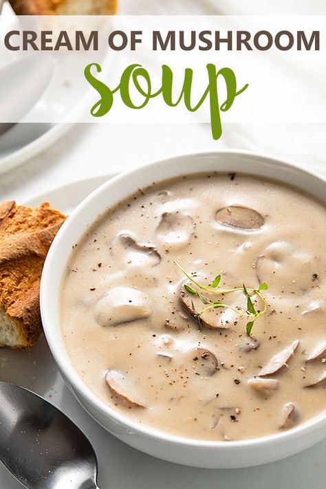 This EASY Homemade Cream of Mushroom Soup is so comforting, creamy and full of fresh mushrooms! #mushroom #soup Homemade Mushroom Soup, Homemade Cream Of Mushroom Soup, Homemade Cream Of Mushroom, Freckled Fox, Creamy Mushroom Soup, Cream Fresh, Mushroom Soup Recipes, Soup Easy, Cream Of Mushroom Soup