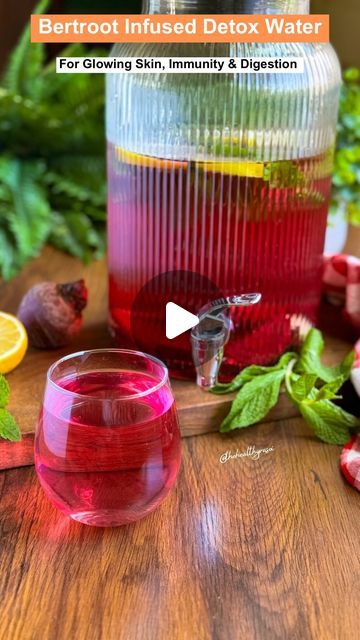 Ritu Khemka on Instagram: "Beetroot Infused Detox Water

Remove toxins from your body and boost immunity, energy, digestion, hemoglobin and skin quality with this refreshing, flavorful and healthy beetroot infused detox water😋

This quick & easy 5 min recipe of antioxidant & anti inflammatory tonic water will also keep you and your family hydrated and super charged 😎

Instead of sugary summer drink, add alkaline water in your diet to maintain a healthy lifestyle ❤️

📌 Save & Share the recipe!
Follow @thehealthyrasoi for more

1 beetroot, peeled and sliced
1 lemon, sliced
1 inch ginger, sliced 
1 cinnamon stick
Handful of mint leaves 
1/4 cup pomegranate seeds
2 liters water

Add everything in a glass jar and let it infuse for two hours. Consume before 2-3 pm. Do not throw veggies away, Infused Water Recipes For Energy, Beetroot Detox Water, Summer Refreshers, Cinnamon Water, Juicer Recipes, Boost Immunity, Alkaline Water, Remove Toxins, Tonic Water