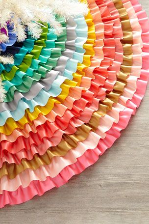 Silver Tree Skirt, Ruffled Tree Skirt, Rainbow Ribbons, Plaid Tree Skirt, Gay Christmas, Ribbon Tree, Apartment Christmas, Rainbow Christmas, Winter Decorating