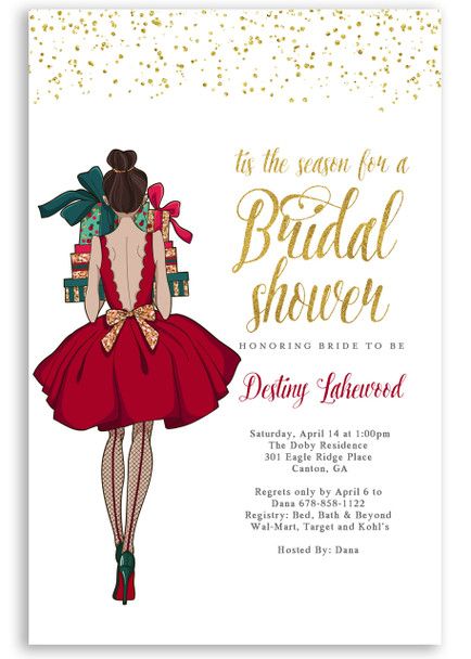 Christmas Wedding Shower Ideas, Christmas Bridal Shower Ideas, Holiday Bridal Shower Invitations, Winter Bridal Shower Themes, Winter Bridal Shower Ideas, Christmas Bachelorette Party, Christmas Bridal Party, Christmas Bridal Shower Invitations, Christmas Bachelorette