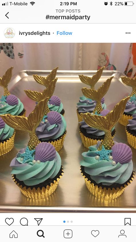 Mermaid cupcakes Baby Shower Cupcakes Neutral, Cupcake Birthday Party, Mermaid Birthday Party Decorations, Mermaid Theme Birthday Party, Mermaid Cupcakes, Mermaid Birthday Cakes, Ariel Birthday, Torte Cupcake, Mermaid Diy