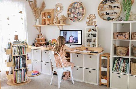 OUR FAVOURITE DESK AND STUDY AREAS FOR KIDS' ROOMS 2022 - Kids Interiors Teen Room Storage, Ikea Storage Cubes, Kids Desk Area, Kids Study Area, Pink Desk Chair, Smart Study, Kids Study Desk, Desk Solutions, Creative Closets