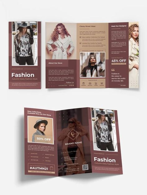 Tri Fold Brochure Design, Fold Brochure Design, Brochure Design Layouts, Lookbook Design, Trifold Brochure Design, Graphic Design Tutorials Learning, Fashion Illustrations Techniques, Fold Brochure, Trifold Brochure Template