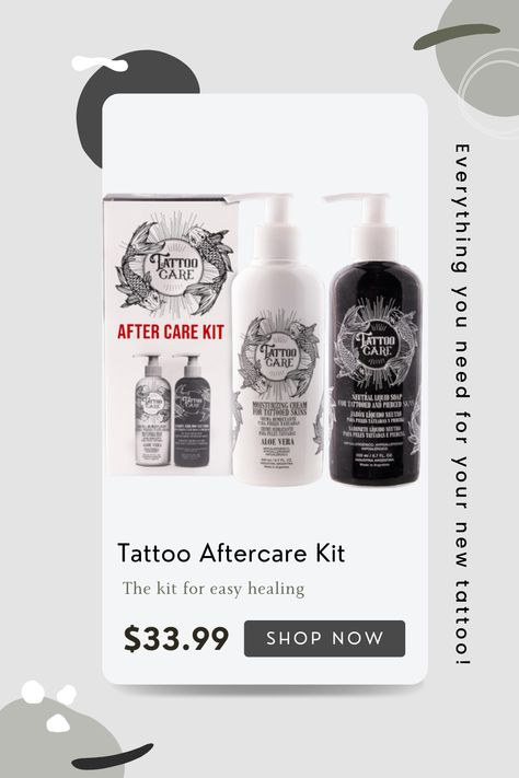 Experience specialized tattoo care with our Tattoo Aftercare Kit! Our quick-absorbing, non-sticky cream is designed to aid in healing and preserve tattoo vibrancy. Enriched with nourishing ingredients, it promotes healthy skin. Dermatologically tested and versatile for daily use. Invest in your body art today! #affiliatelink #tattoo #tattooaftercare #skincare Tattoo Cream Care, Tattoo Cream, Tattoo Care, Tattoo Aftercare, Old Tattoos, Cruelty Free, Healthy Skin, Beauty And Personal Care, Body Art