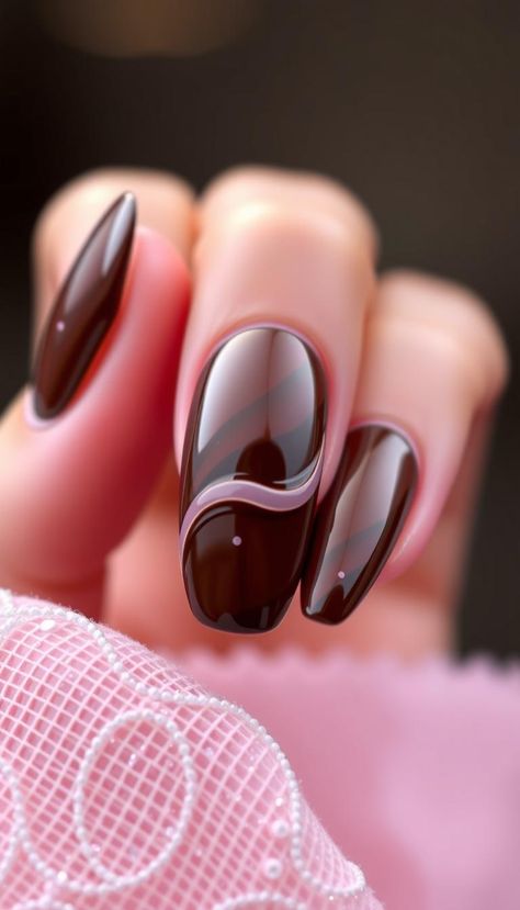 Rich 3D "chocolate" appears to drip luxuriously 🍫 #ChocolateNails #3DGelArt 3d Chocolate, Nail Arts, Chocolate Ganache, Nail Design, Nail Designs, Nail Art, Nails, Design