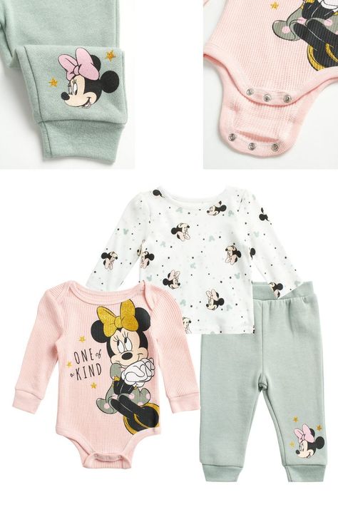 Baby Girls' Minnie Mouse Jogger Set - 3 Piece Bodysuit, Long Sleeve Shirt Fleece Pant Set Princess Clothes, Disney Baby Clothes, Baby Minnie Mouse, Minnie Mouse Girl, Pant Sets, Princess Outfits, Girls T Shirt, Fleece Pants, Jogger Set