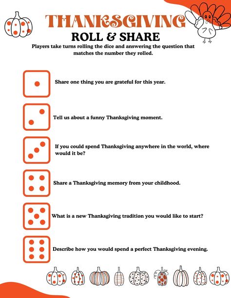 Spice up Thanksgiving dinner with our party games! Guess what others will say, roll the dice and think fast to answer questions. Seven (7) different games. Print out one set for each person. Fun for all ages! Thanksgiving Birthday Party Games, Fall Parties For Adults, Games To Play Thanksgiving, Thanksgiving Outside Games, Thanksgiving Activities For Adults Party Games, Who Is Most Like A Turkey Game, Thanksgiving Games Adults, This Or That Thanksgiving, Holiday Games Family Thanksgiving