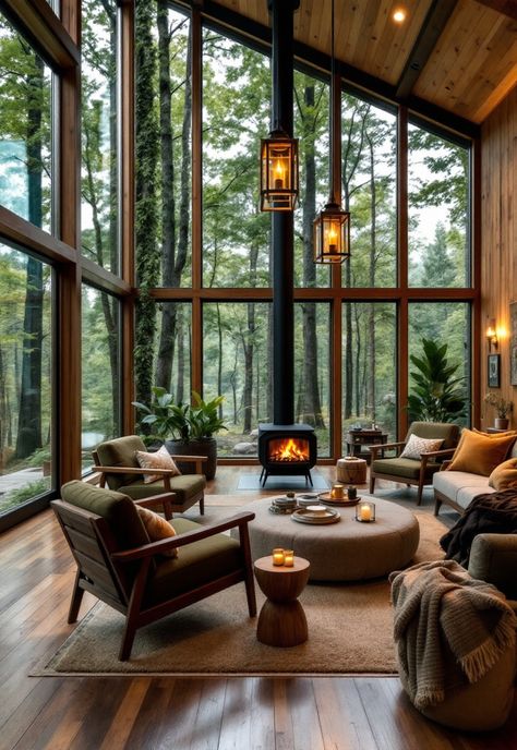 Rustic Living Room Cozy Mountain Living Room, Timber Frame Living Room, Woodsy Living Room, Rustic Lodge Living Room, Mountain Home Living Room, Rustic Living Room Designs, Folklore Cabin, Living Room Mountain, Rustic Sunroom