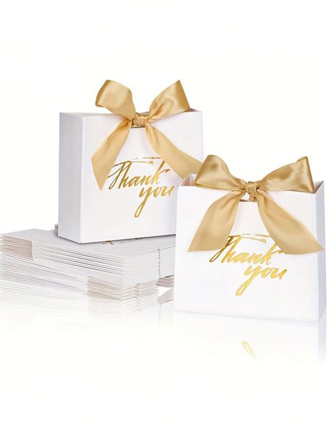 10Pcs Wedding Favor Boxes With Golden Bow Ribbon, Elegant Candy Gift Boxes, Wedding Favors Packaging Boxes, Wedding Decor,Home Decor ,Room Decor Party Favors Bride White Box + Gold Ribbon    Paper     Home Decor, size features are:Bust: ,Length: ,Sleeve Length: