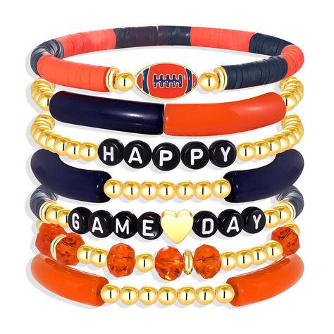 Bamboo Plastic, Football Party Decorations, Team Bracelets, Mom Gifts Jewelry, Football Bracelet, Game Day Football, Accessories Outfit, Tiny Beads, Games To Buy