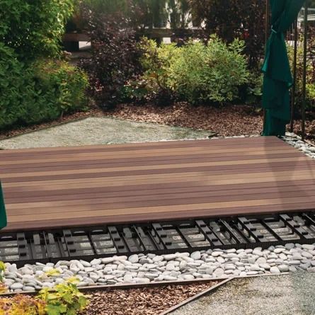 Barrette Outdoor Living Instadeck Outdoor Flooring Kit | Wayfair Ground Level Deck, Outdoor Deck Tiles, Plastic Decking, Interlocking Deck Tiles, Composite Decking Boards, Composite Deck, Plastic Pallets, Deck Tile, Ground Level