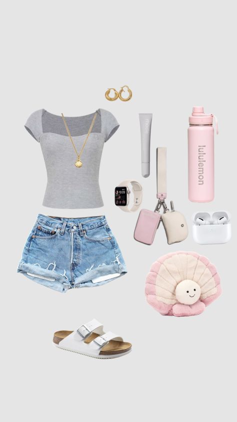 ate #beauty#outfitinspo#vibes#beach#summer#jellycat#lulu#pink#grey#girly#shuffle#outfit#summerfit Shuffle Outfit, Summer Outfits For Teens, Summer Trends Outfits, Outfit Inspo Summer, Outfit Inspo Casual, Casual Preppy Outfits, Trendy Outfits For Teens, Cute Outfits For School, Cute Preppy Outfits